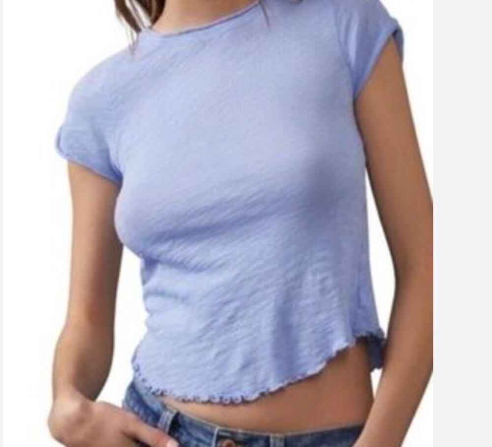 NEW Free People Be My Baby Tee Shirt Light Blue Small